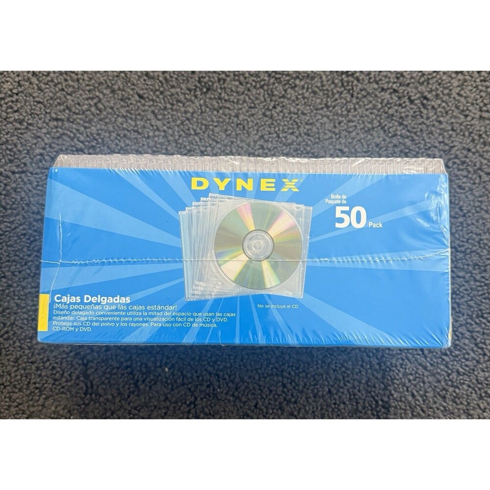 Dynex 50 Pack Slim CD DVD Jewel Cases Sealed New